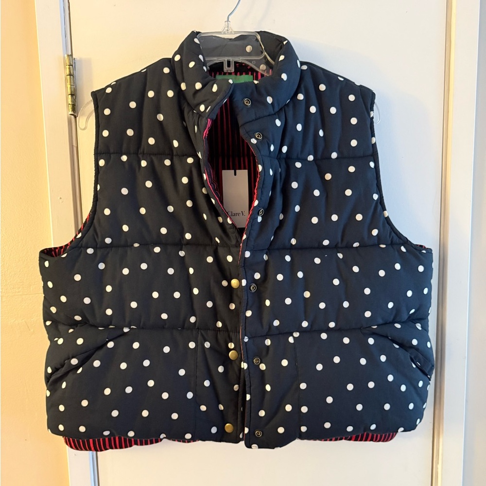 Clare V. Emile Black & White Scattered Polka Dot Vest - Picture 2 of 10